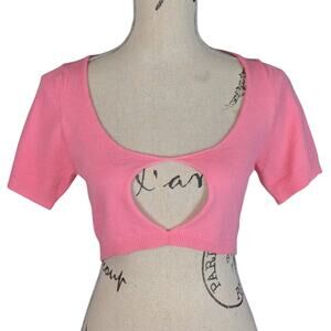 Tic Toc Pink Cutout Knit Crop Top – Y2K Style Baby Tee